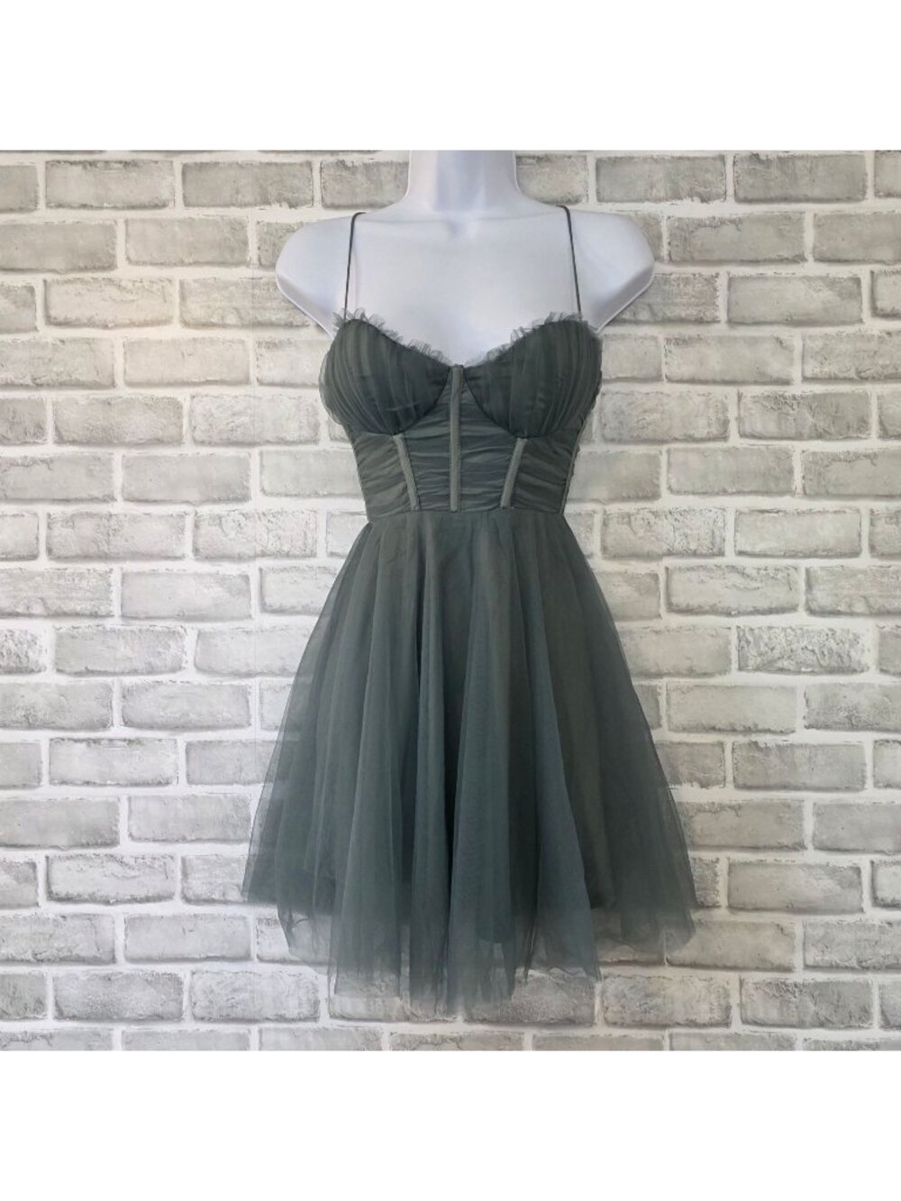 Selfie Leslie NWT Sage Tulle Corset Midi Dress XS Coquette Fairycore Romantic
